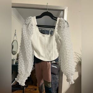 “Fate” white longsleeve crop